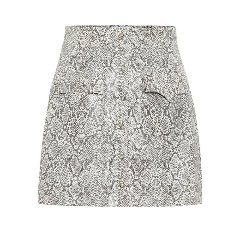 Nanushka Erin Faux Snakeskin Skirt in Grey